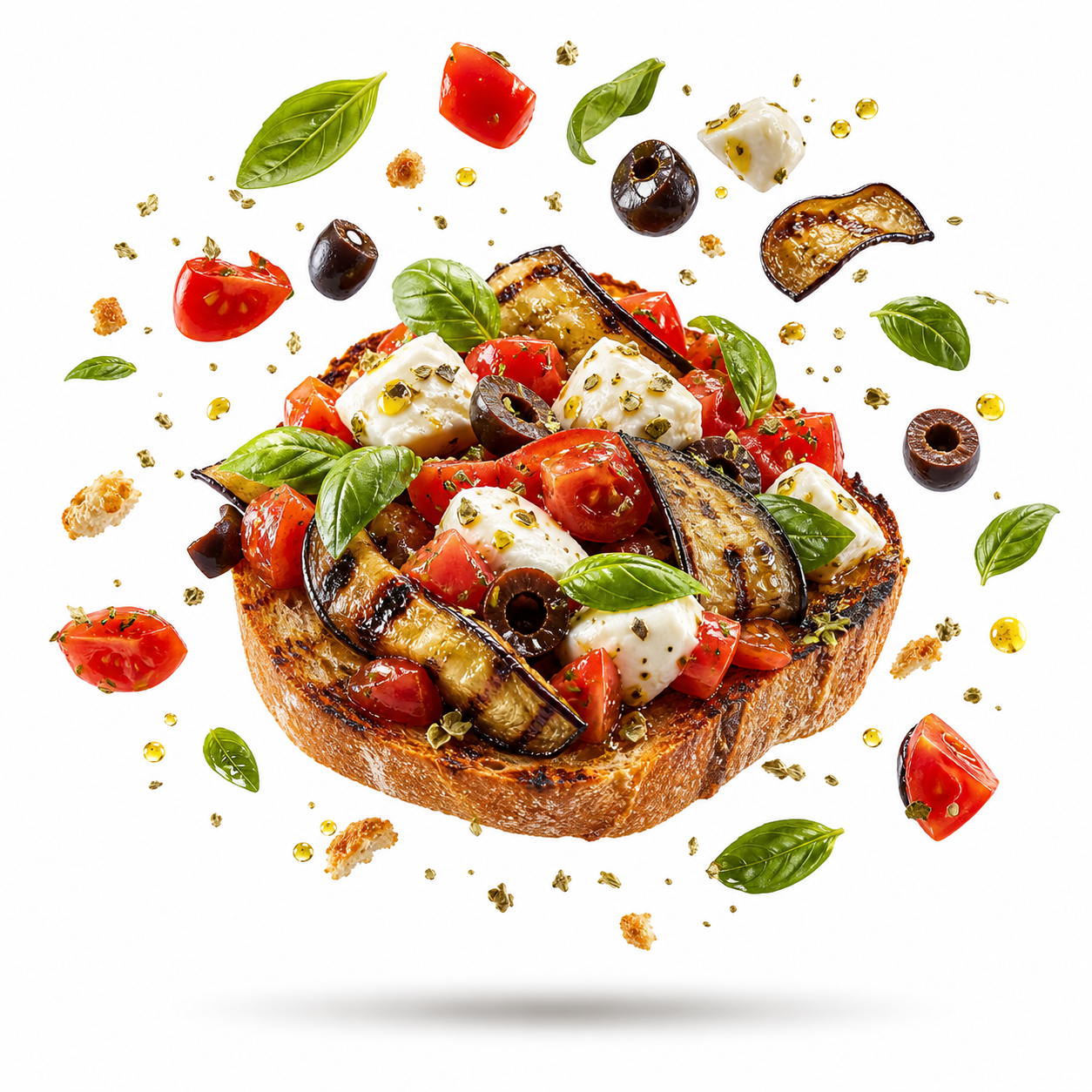 Mozzarella, olive, and eggplant bruschetta from Bar Nettuno